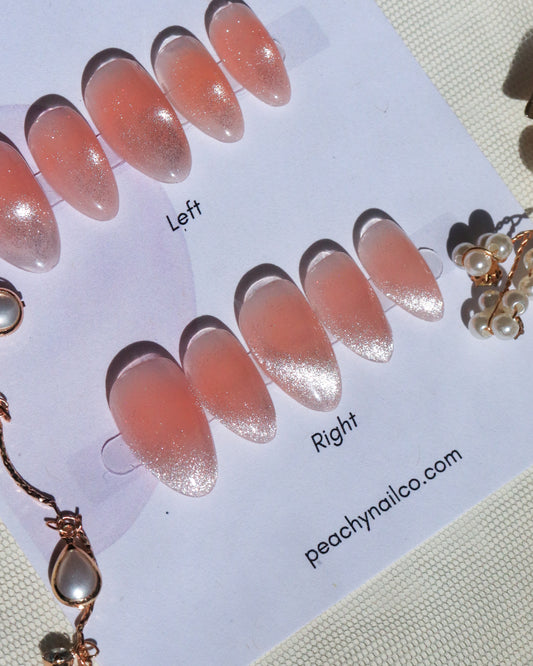 Peach Blush Cat Eye French — Extra Short