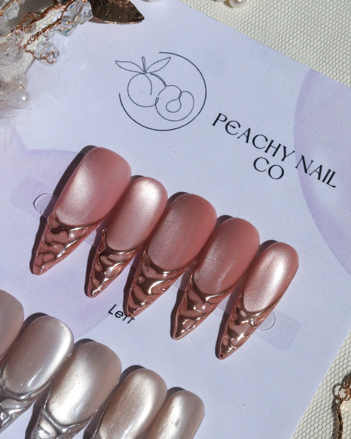 Rose Gold Pink Cat Eye French Tip